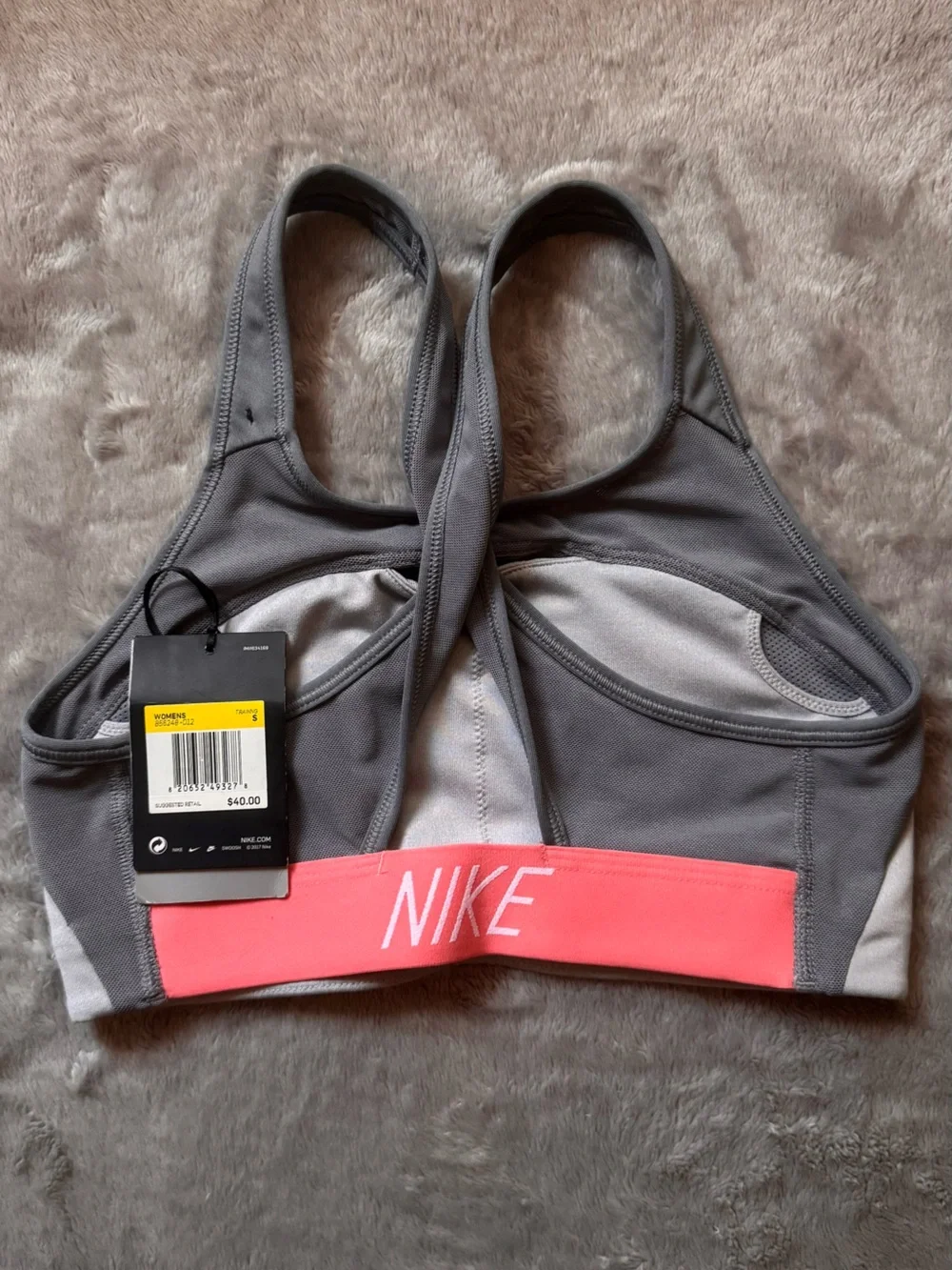 Nike Grey Dual-Tone Classic Swoosh Medium Support Sports Bra
